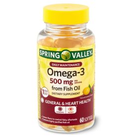 Spring Valley Omega-3 Fish Oilâ€  Softgels;  500 mg;  60 Count